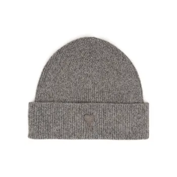 AMIPARIS Paris Logo Embroidered Ribbed Knit Beanie