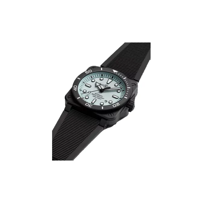 BELL & ROSS Automatic Mechanical Movement Unisex Watch 42mm Blue Dial Ceramic Watch Case Rubber Synthetic Textile Strap-3