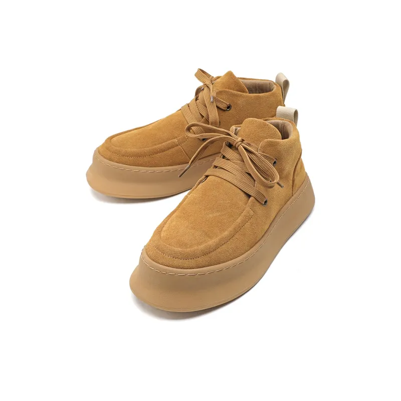 Chi Wolf Casual Shoes Men High Top Black/Yellow/Beige-7
