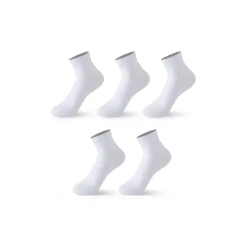 INVISIBLE Mid-Calf Socks Unisex 5 Pack White