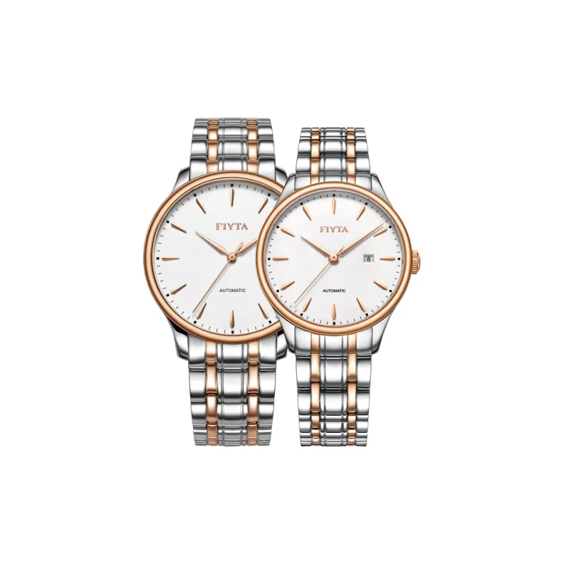 Fiyta Classic Collection Automatic Mechanical Movement Stainless Steel Strap Watch Unisex White Dial-0