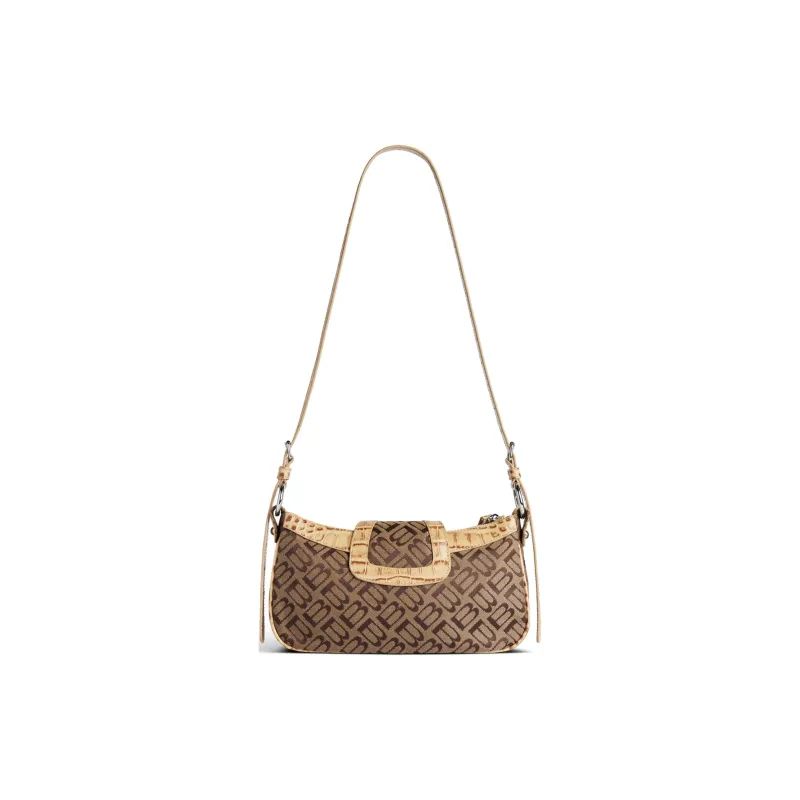 Balenciaga Esse Polyester With Cotton Crossbody Bag, Shoulder Bag Small Size Women's Ebony & Beige-3