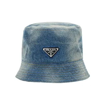 PRADA Logo-embroidered Denim Bucket Hat