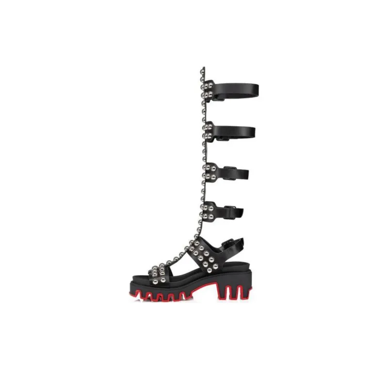 CL LUBOTING Gladiadune Roman Sandals Women's Black-0