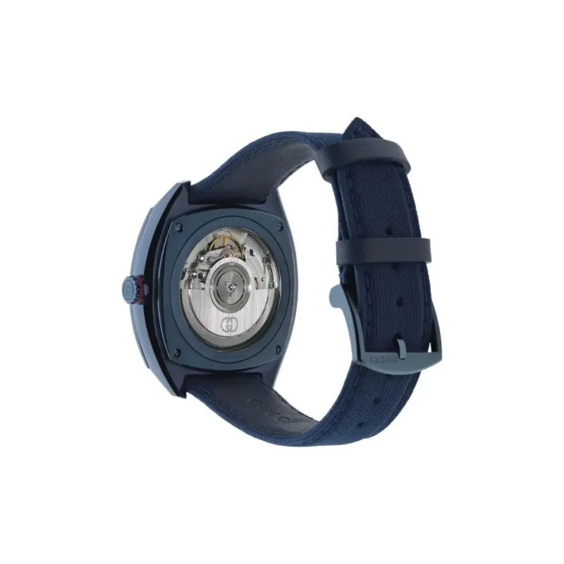 GUCCI Interlocking Wrist Watch Automatic Mechanical Movement Rubber Strap 41mm Blue Dial Men's Watches-1