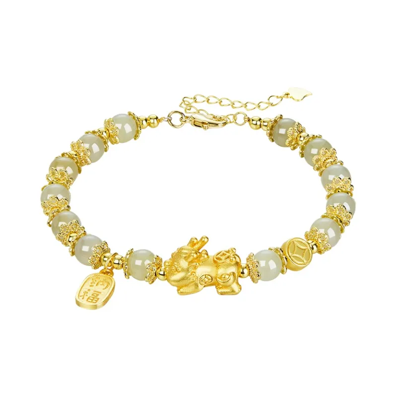 Mom's Gift Hetian Jade Bracelets Pale Greenish White Jade Women's-0