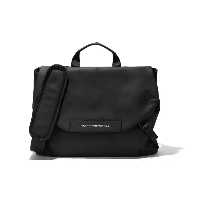 FAIRWHALE PU Messenger Bag Versatile Crossbody Handbag Large Size Men's Black-1
