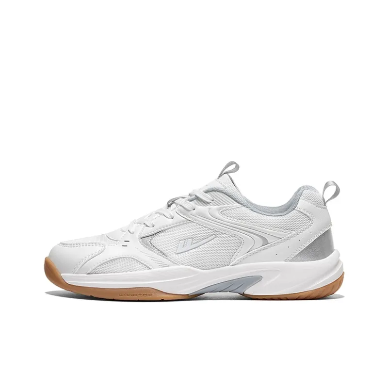 Warrior Balance Wear Resistant Lightweight Breathable Slip Resistant Low Top Badminton Shoes Men's White Silver-0