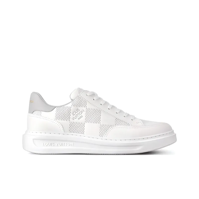 LOUIS VUITTON Beverly Hills Low Top Skateboard Shoes Men's White Gray-1
