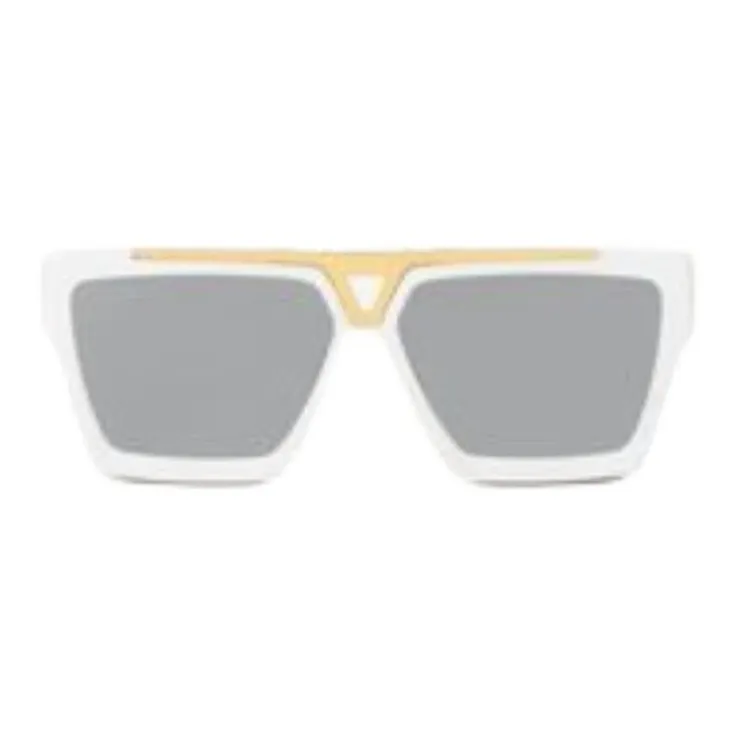 LOUIS VUITTON Acetate Metal Irregular Shape Sunglasses Men's Black/White-4