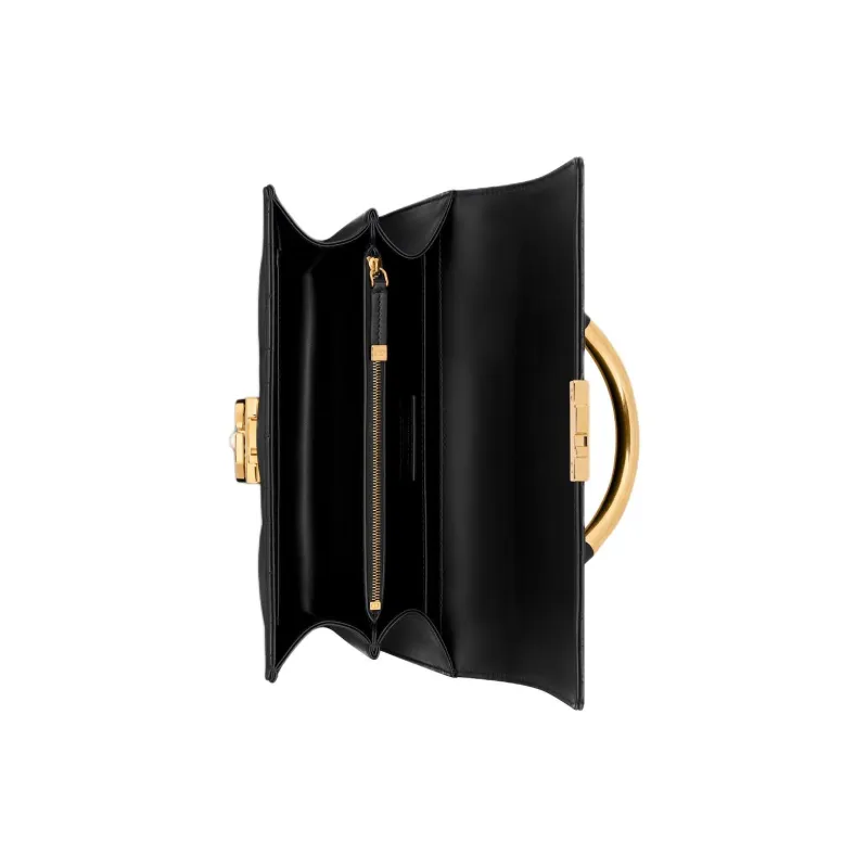 DIOR Macrocannage Calfskin Crossbody Handbag Shoulder Bag Medium Size Women's Black-4