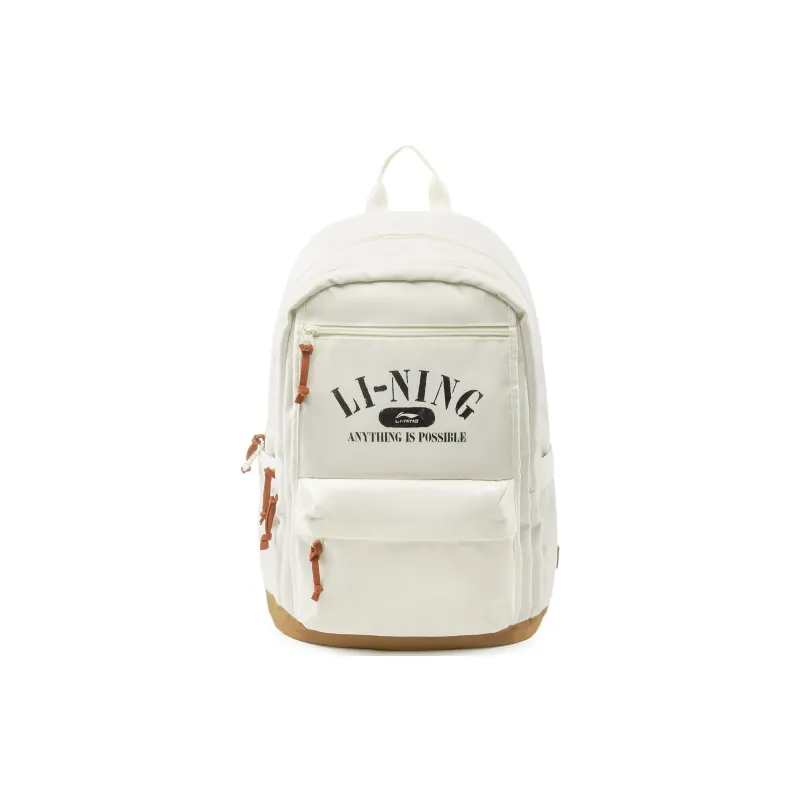 LiNing Sports Life Collection Polyester Backpack Unisex Ivory-0