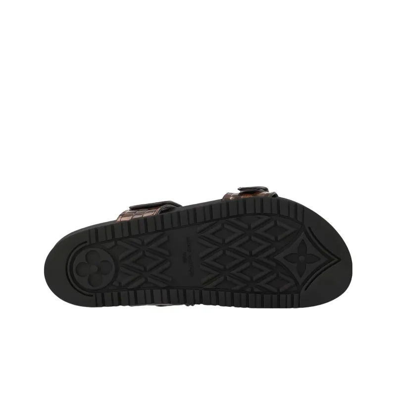 LOUIS VUITTON Bom Dia Slip Resistant Slide Slippers Women's Brown-3