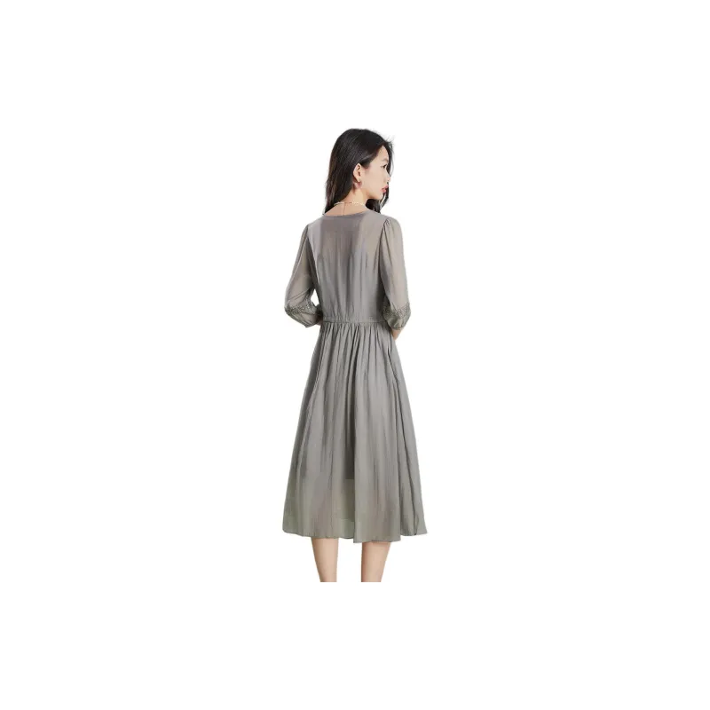 Mylan Early Autumn Long Sleeved Dress Women's Gray-1