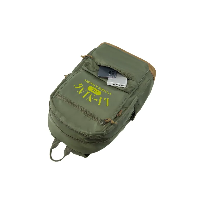 LiNing Polyester Backpack Regular Unisex Dark Moss Green-4