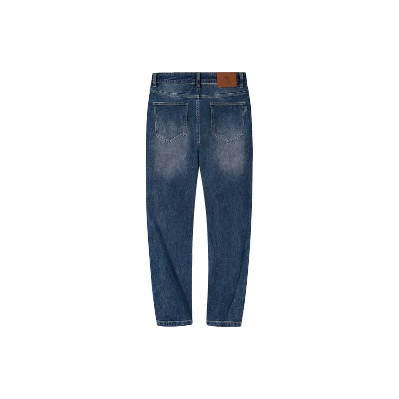 CAMEL Slim Fit Elastic Distressed Washable Soft Skin Friendly Pants Versatile Jeans Men's-1