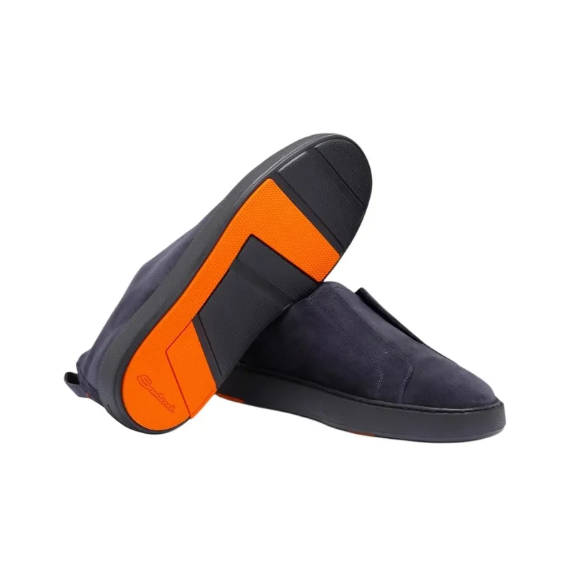 Santoni Round Toe Slip On Sneakers-4