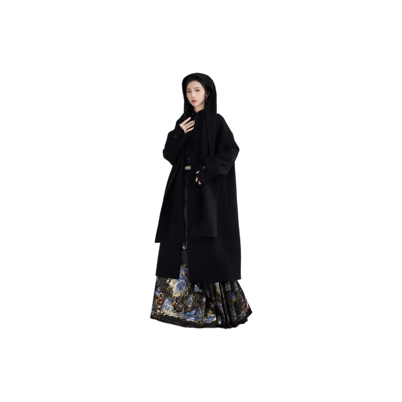 XINGHEHANGE Everyday Fall Winter Coat Women's Black-2