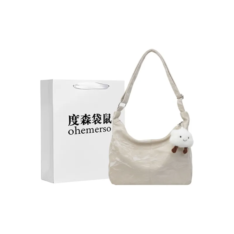 Dusen Kangaroo PU Crossbody Bag Women's Ecru/Black/Khaki/Green/Pink-27