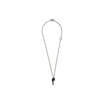 HERMES Palladium Plated Necklaces Men's Black
