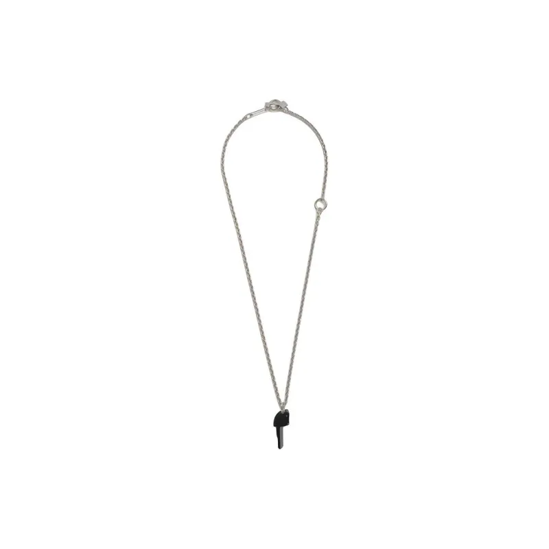 HERMES Palladium Plated Necklaces Men's Black-0
