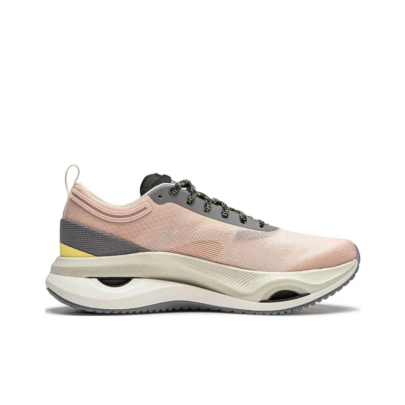 LiNing Cushioning Slip Resistant Abrasion Resistant Lightweight Rebound Low Top Running Shoes Women's Pink Gray-1