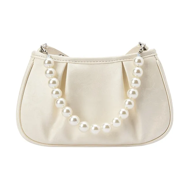 SEM/R PU One Shoulder Handbags Small Size Women's Milk White/Smoke Grey Silver-0
