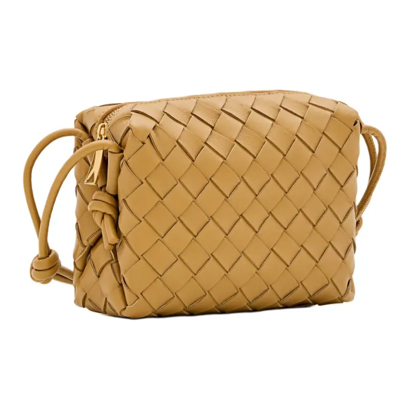 Bottega Veneta LOOPIntrecciato Lambskin Camera Bags Crossbody Bag Shoulder Bag Women's Beige-1