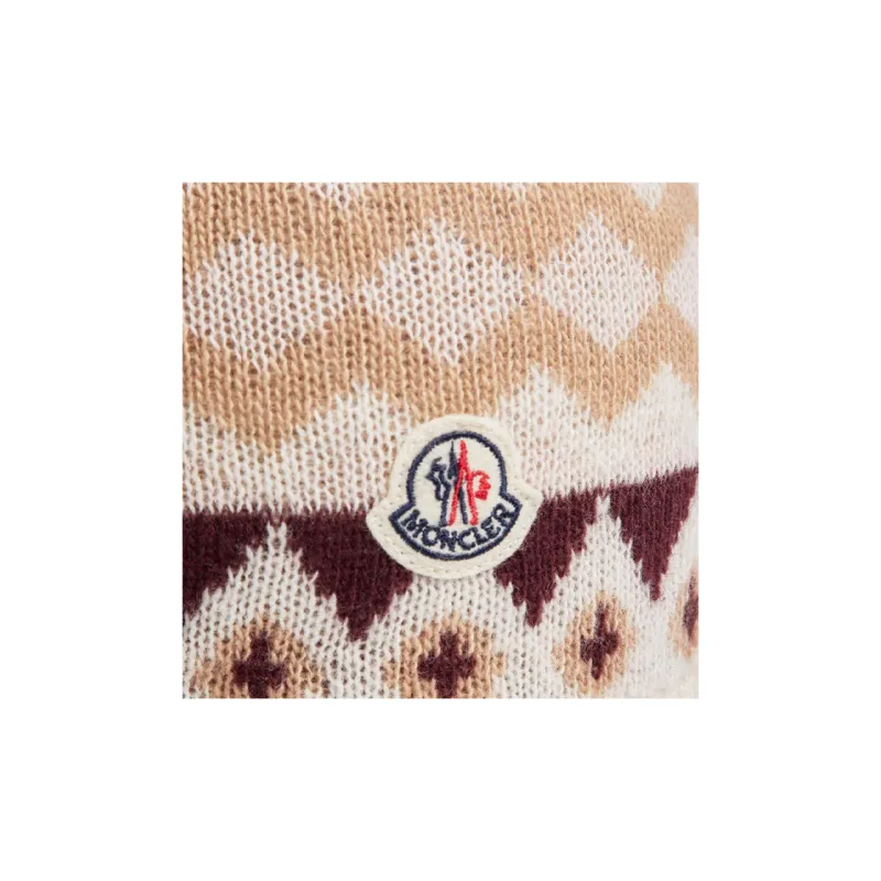 Moncler Pattern Intarsia Knit Logo Patch Beanie-2