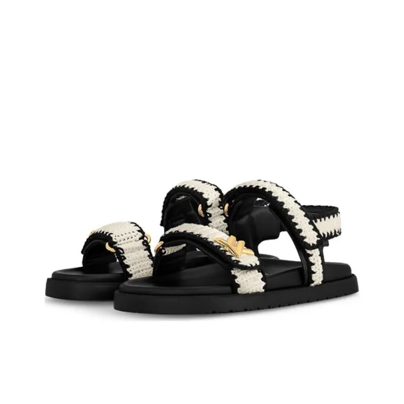 LOUIS VUITTON Sunset Comfort One Strap Sandals Women's Black-2