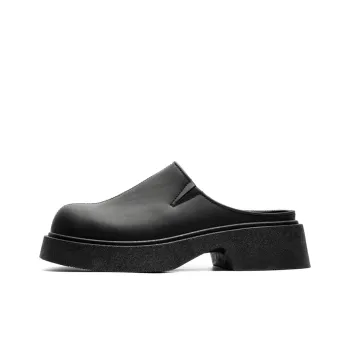OUBT Rubber Sole Odor Resistant Abrasion Resistant Slip Resistant Wrap toe Slippers Men's Black