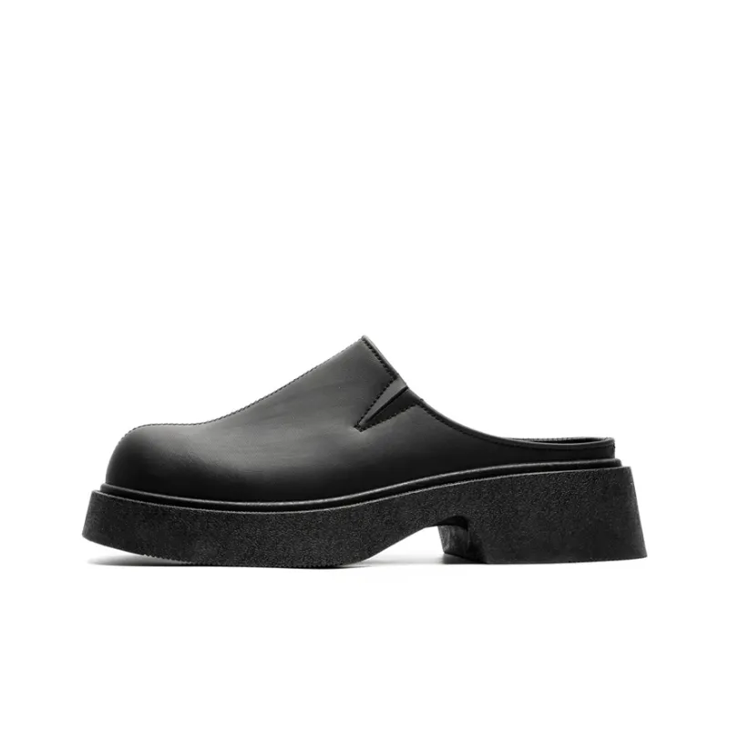 OUBT Rubber Sole Odor Resistant Abrasion Resistant Slip Resistant Wrap toe Slippers Men's Black-0