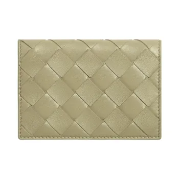 Bottega Veneta Intrecciato Calfskin Card Holder Women's Travertine & New Sauge