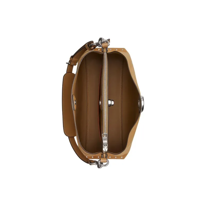 COACH Willow Suede With Refined Calfskin Shoulder Bag, Crossbody Bag, Handbag Large Size Women's Peanut-1
