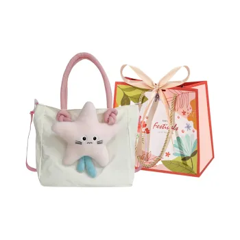 Cwatcun Nylon Shoulder Bag Women's White Star Pattern/White Cloud Pattern