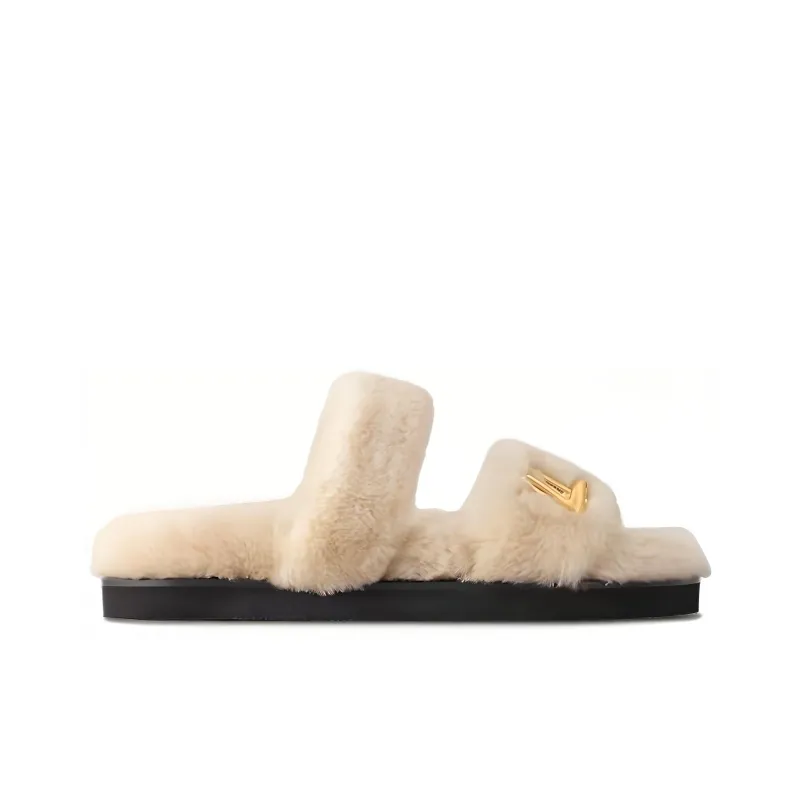 LOUIS VUITTON Sunset Painted Series Abrasion Resistant Slide Slippers Women's Beige-1