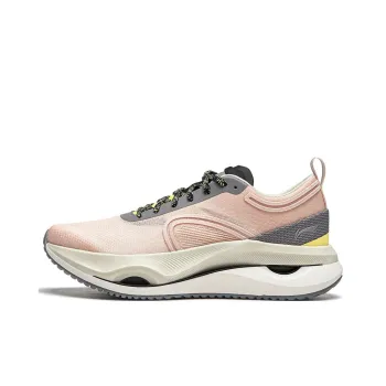 LiNing Cushioning Slip Resistant Abrasion Resistant Lightweight Rebound Low Top Running Shoes Women's Pink Gray