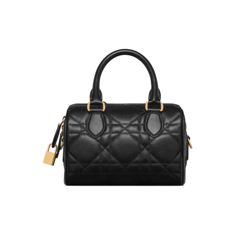 DIOR Macrocannage Calfskin Shoulder Bag Crossbody Bag Handbag Women's Black-3