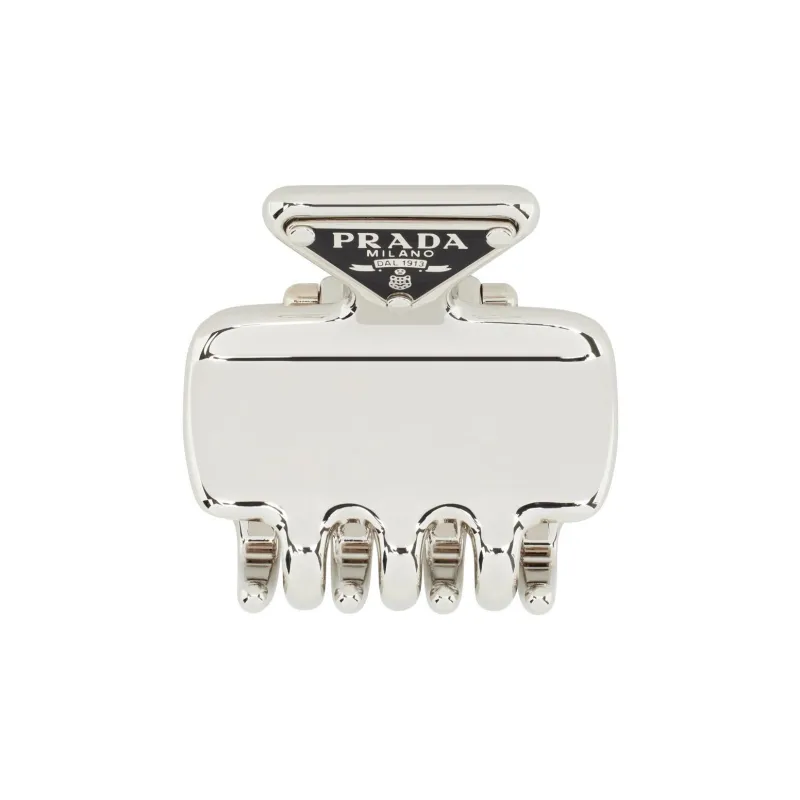 PRADA Metal, Enamel Hair Clips Women's Silver-0