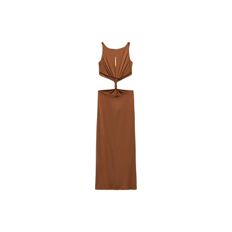 ZARA Sleeveless Dress Women's Brown-1