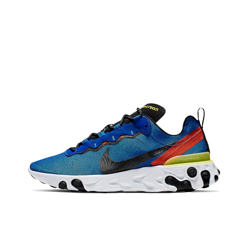 Nike React Element 55 Game Royal Dynamic Yellow Habanero Red POIZON