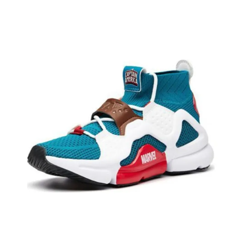 MARVEL x Anta Extensions Cushioning Wear-Resistant Rebound Mid-Top Running Shoes Men's Blue White-2