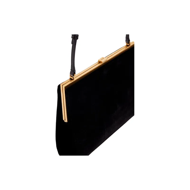 SAINT LAURENT LE ANNE-MARIE Velvet Crossbody Bag Shoulder Bag Small Size Women's Black-2