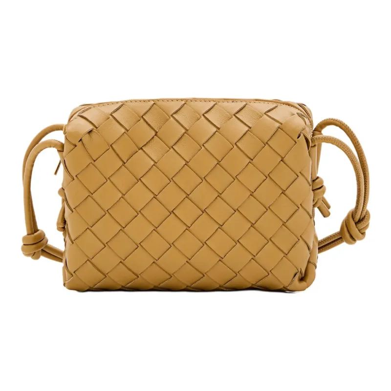 Bottega Veneta LOOPIntrecciato Lambskin Camera Bags Crossbody Bag Shoulder Bag Women's Beige-0