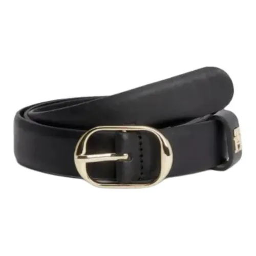 Tommy Hilfiger Brand Logo Leather Leather Belts Women's Black Width 2.5cm