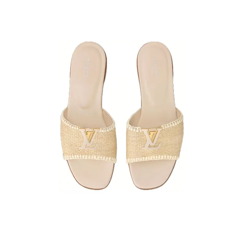 LOUIS VUITTON Capri Slide Slippers Women's Beige-3