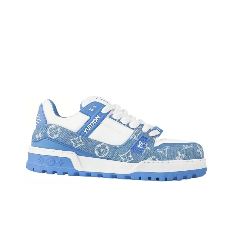 LOUIS VUITTON Trainer Maxi Low Top Skateboard Shoes Unisex Blue White-1