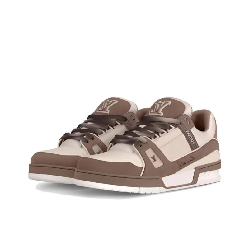 LOUIS VUITTON Trainer Low Top Skateboard Shoes Men's Taupe-3