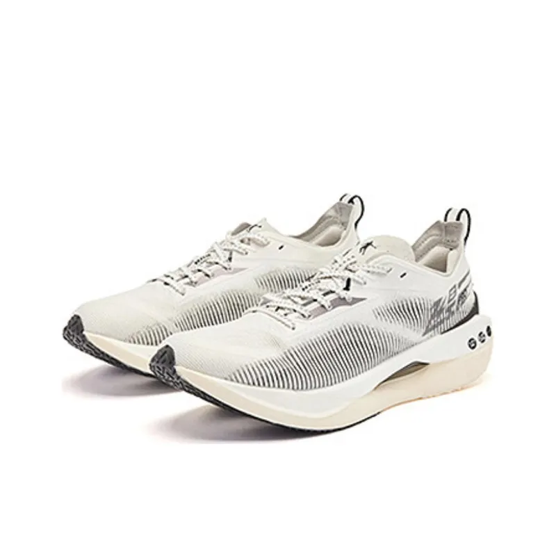 QIAODAN Flying Shadow PRO Cushioning Wear Resistant Low Top Running Shoes Men's White Black-1