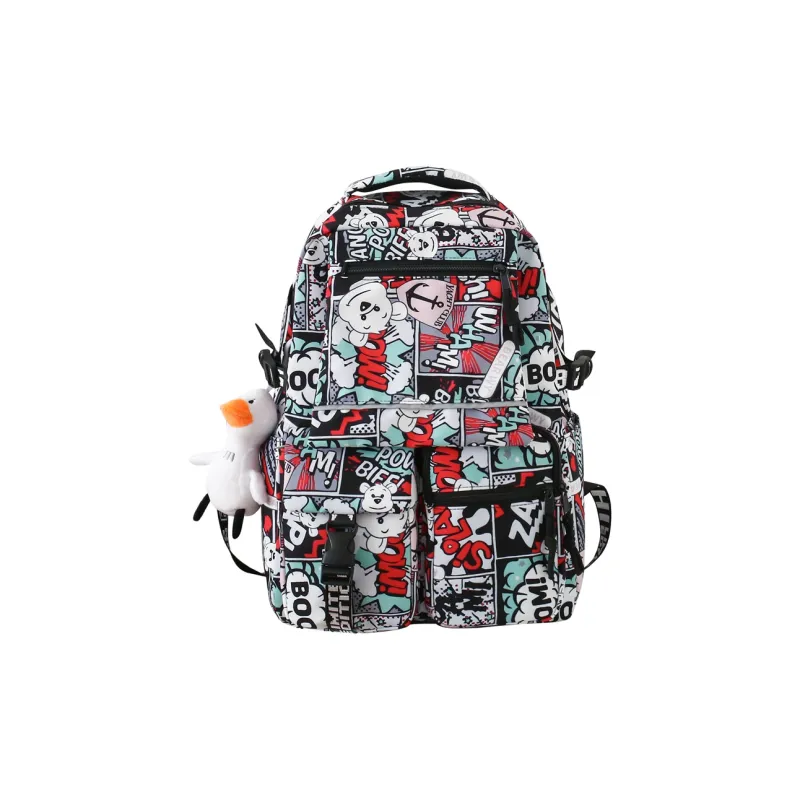 Venerable Brahma Nylon Fabric Backpack Unisex Black/Red/Purple/Blue-4